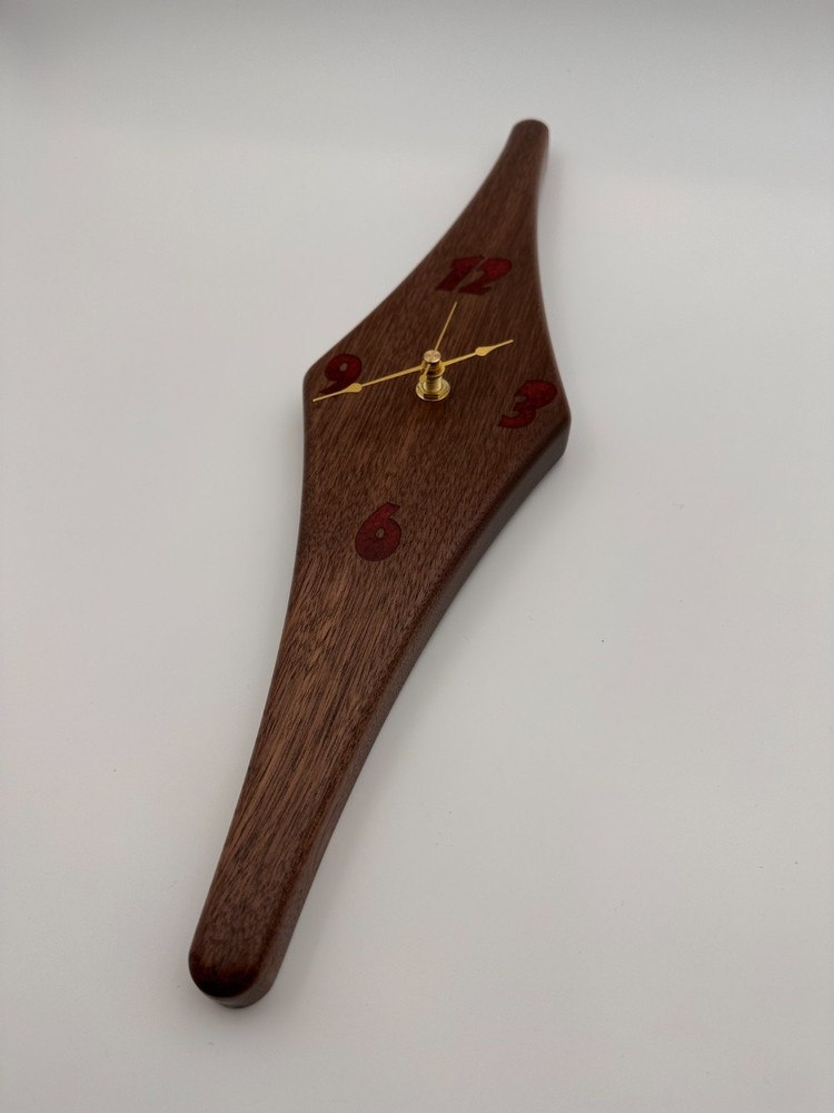 MCM Atomic Diamond Clock Custom Hand Made Black Walnut and Epoxy
