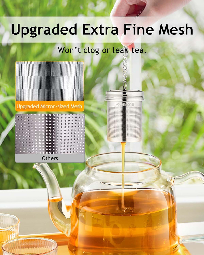 House Again 2 Pack Tea Infuser, Extra Fine Mesh Tea Infusers for Loose Tea, 18/8