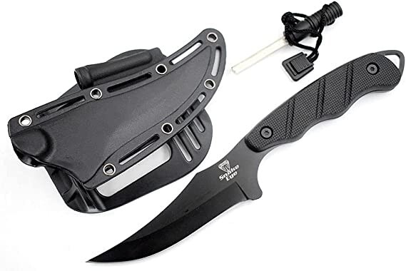 9" Fixed Blade Full Tang Tactical Knife with Sharpener + ABS Sheath