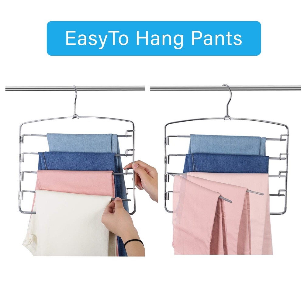 FeeraHozer Pants Hangers Space Saving 3 Pack No Slip 5 3pcak, Grey-3