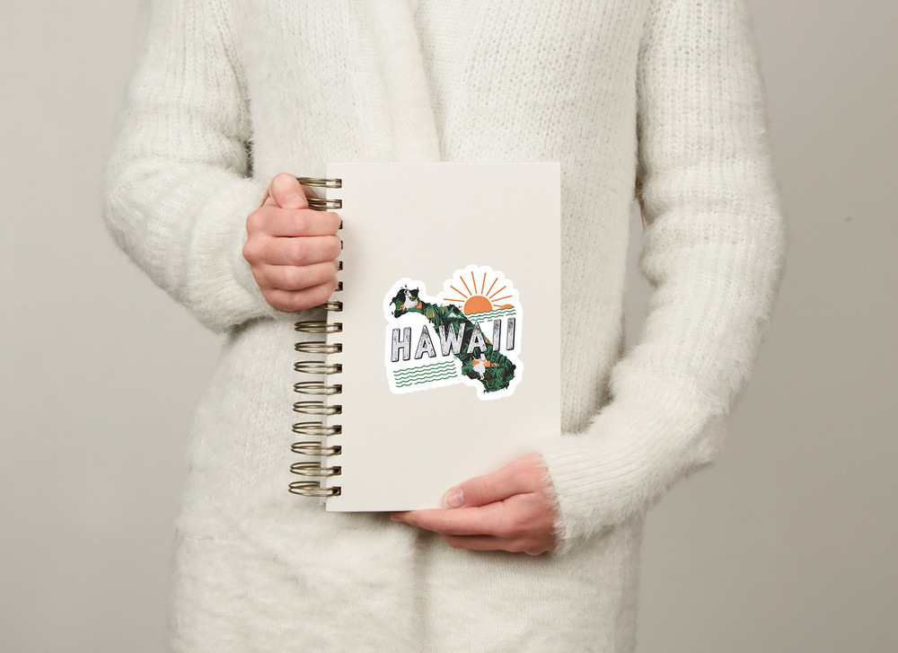 Retro Vinyl State Sticker - Hawaii