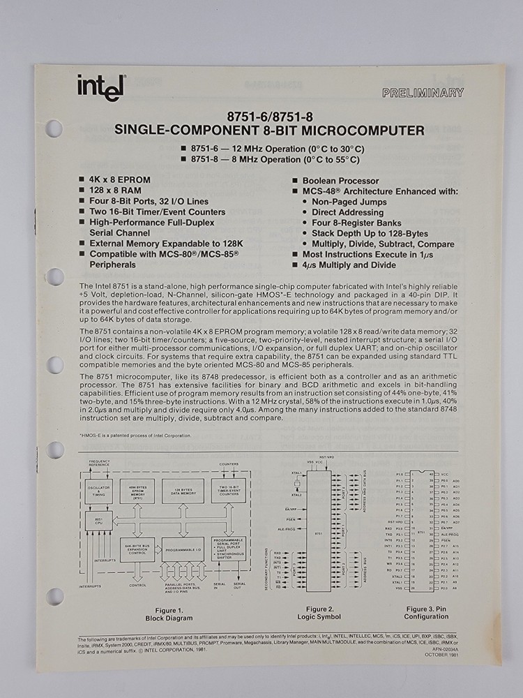 Extremely Rare Original Vintage Preliminary Intel Data Sheets From The 70s & 80s