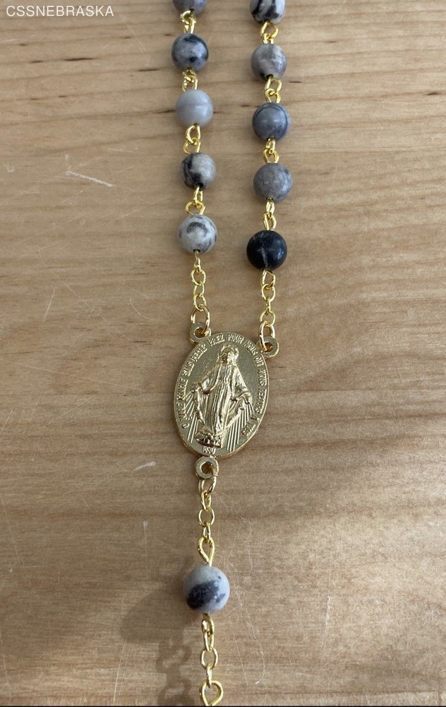 Rosary with black /grey stone