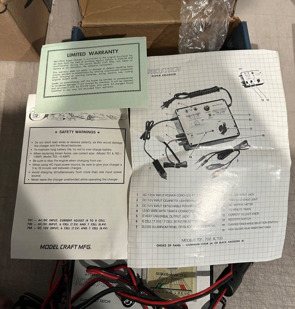 ModelCraft ProTech Vintage RC BatteryCharger w/Box/Paperwork,Untested