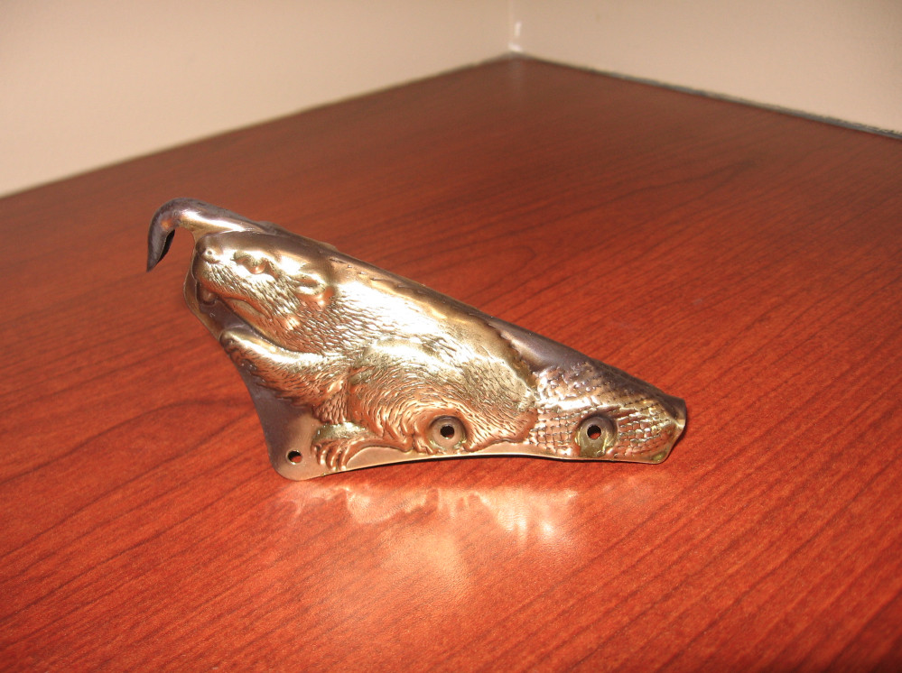 Brass Beaver fire helmet finial