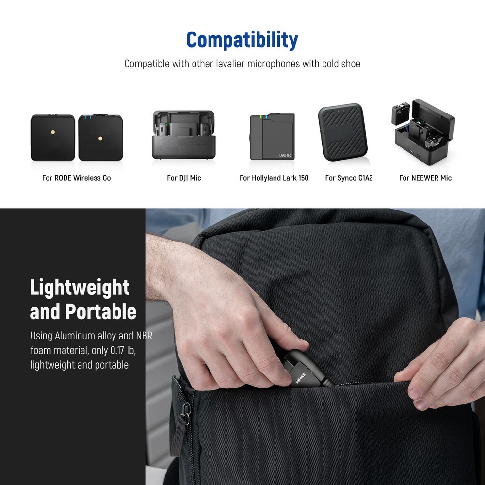 NEEWER 12''Telescoping Interview Wireless Lavalier Mic Handle for Go II DJI