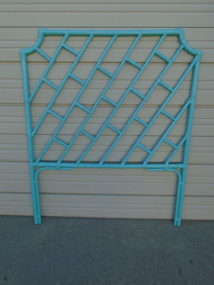 Fretwork Bamboo TWIN Size Headboard Rattan Hollywood Regency Chippendale Boho