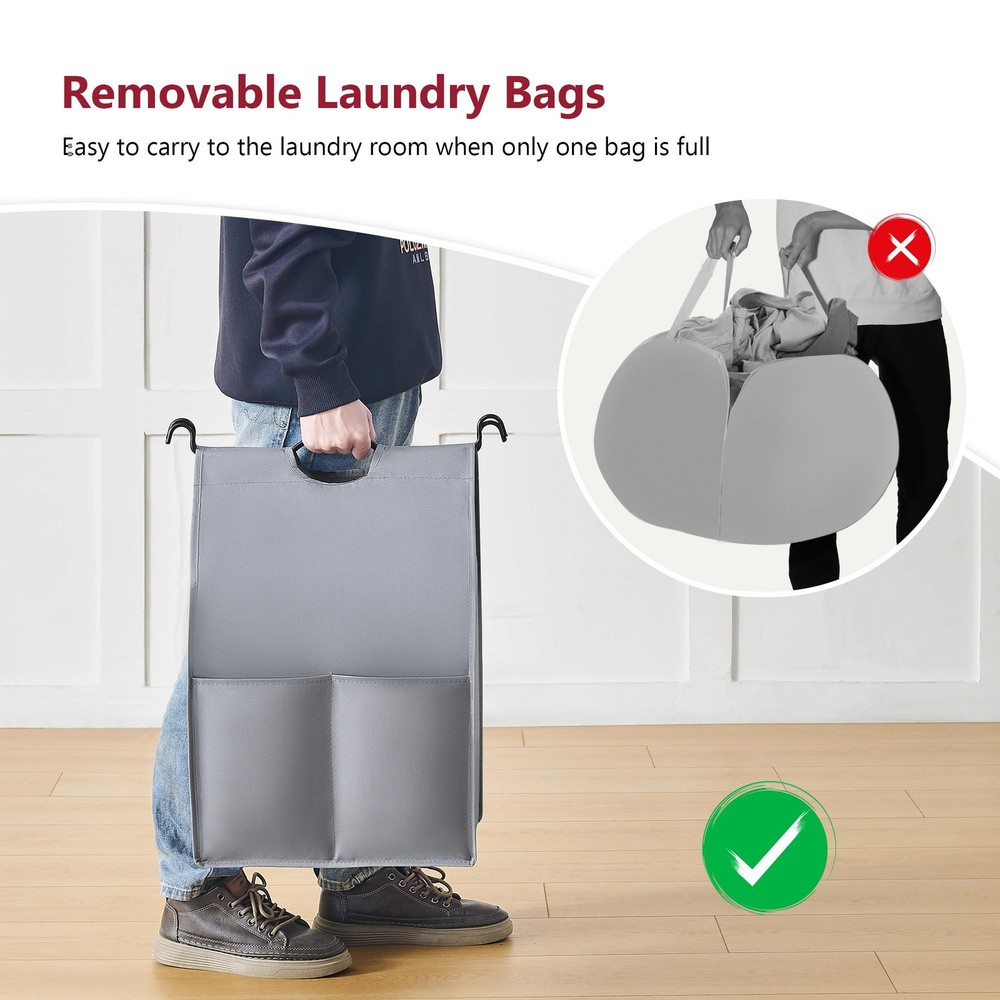 Laundry Sorter 4 Sections, Laundry Separator Hamper with Heavy Duty Lockable ...