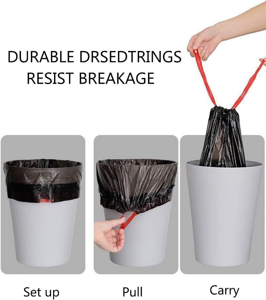 6-7 Gallon Black Trash Bag,Medium Drawstring Garbage Bag Trash Can Liner,100 ...
