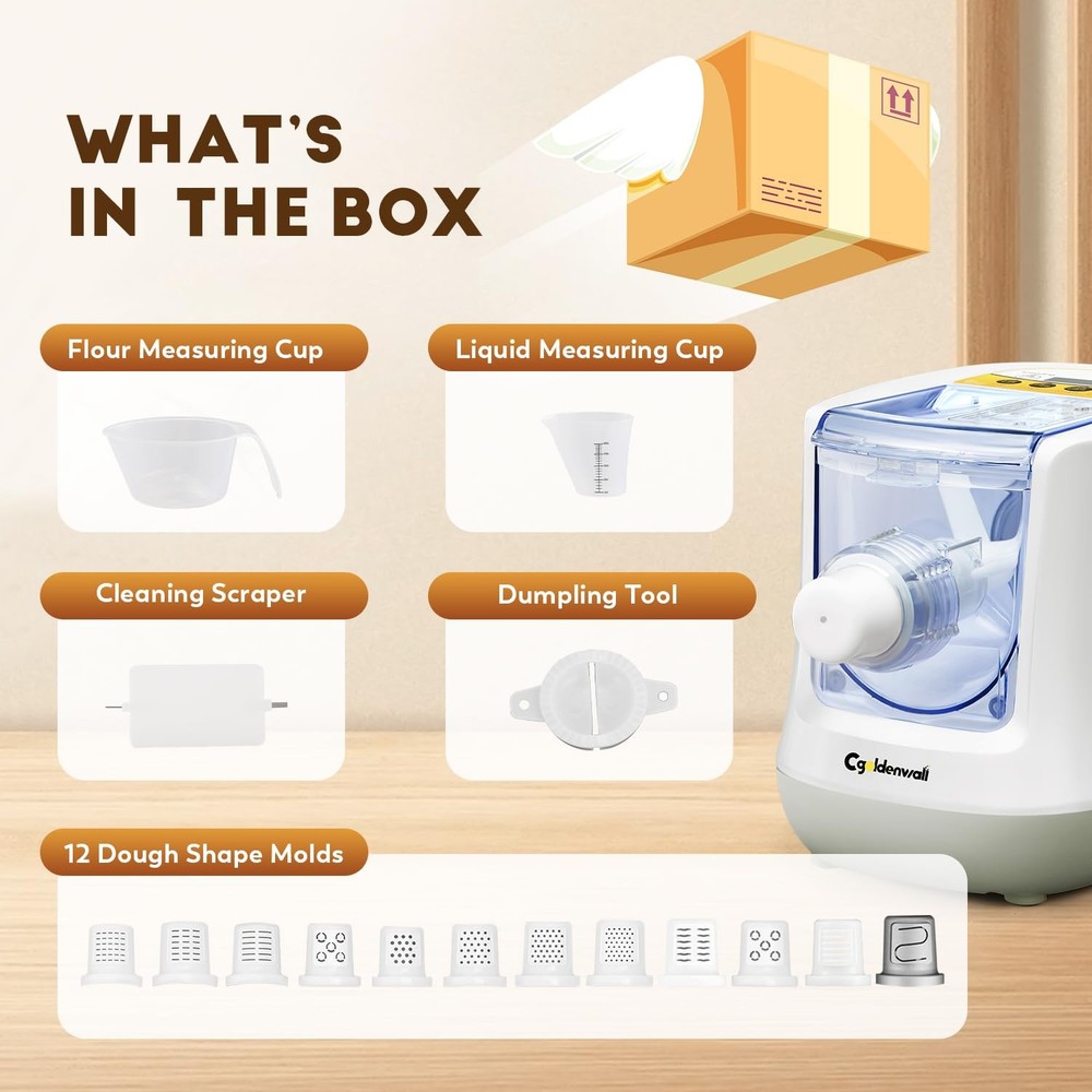 Automatic Pasta Maker Machine Electric, Digital Control with 12 Shape Discs f...