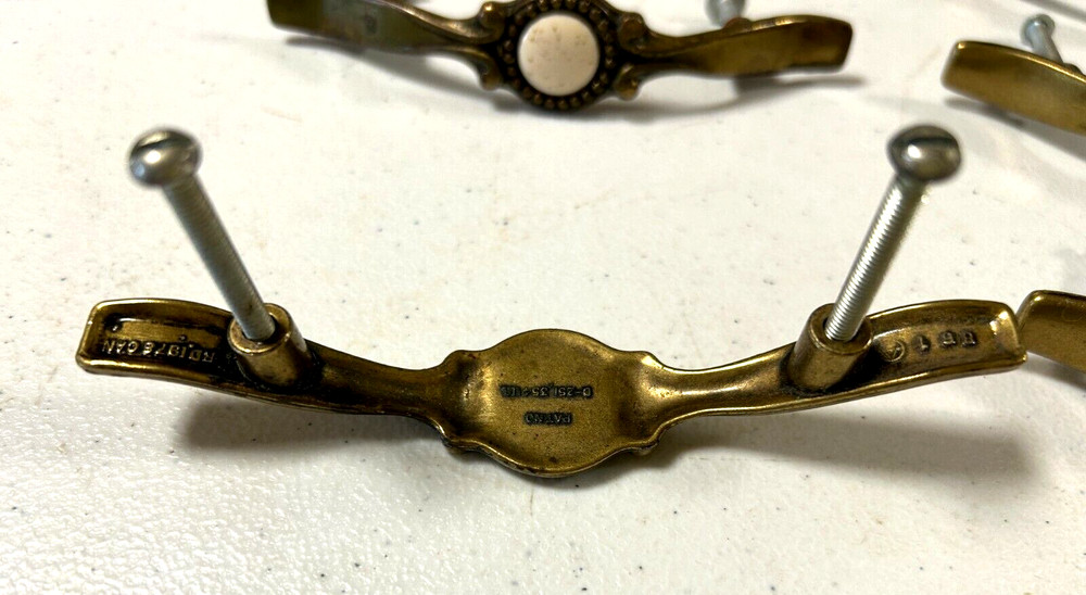 8 Vintage Brass Drawer Pulls, 5" Long, has 3" Hole separation