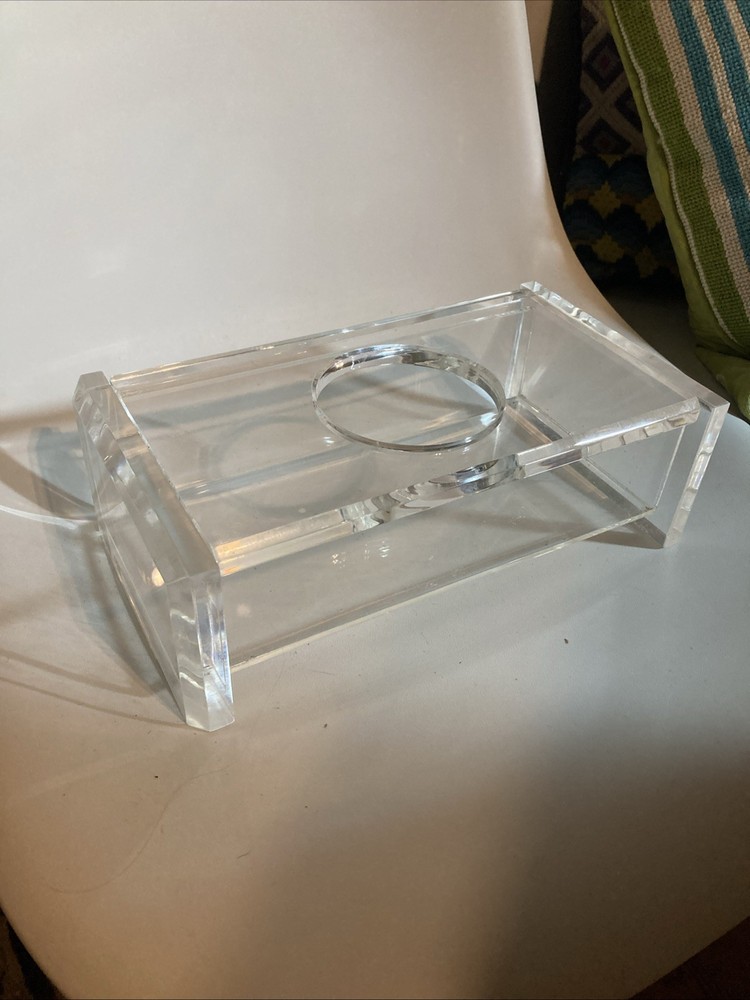 Mid Century Lucite Tissue Box Hinged Top. EUC