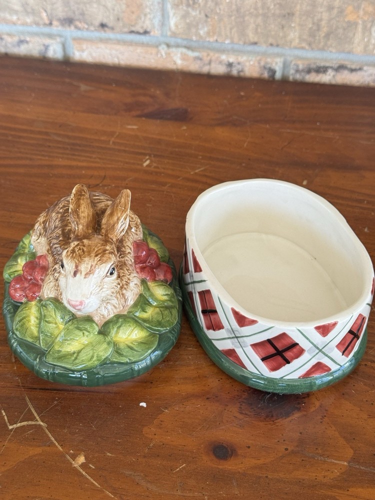 Noritake Royal Hunt Rabbit Candy Box Bunny Easter Trinket Dish Ceramic