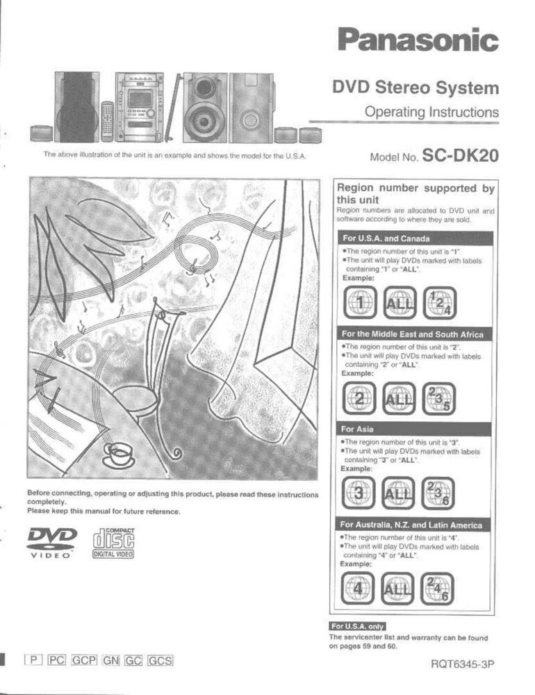 Panasonic SA-DK20 Stereo System Owners Instruction Manual