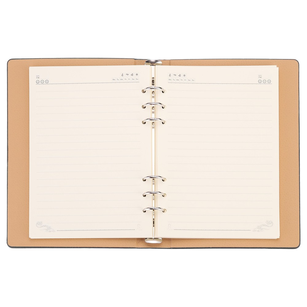 6 Ring Binder Cover 2pcs A5 Leather Notebook Binder with 160 Sheets Paper, Black