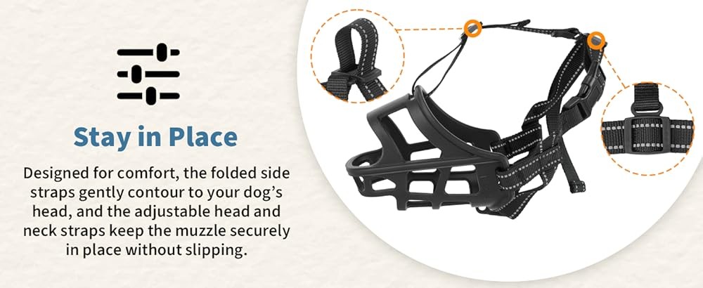 BARKL Dog Basket Muzzle for Medium & Lar Dogs, Humane Ca Muzzle