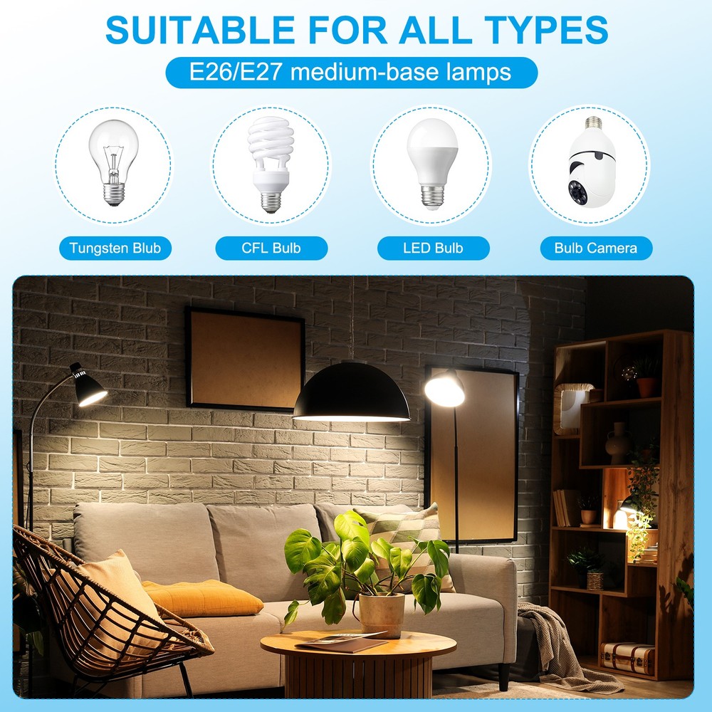 23.6 Inch E26/E27 Light Socket Extender for Medium Screw Base White