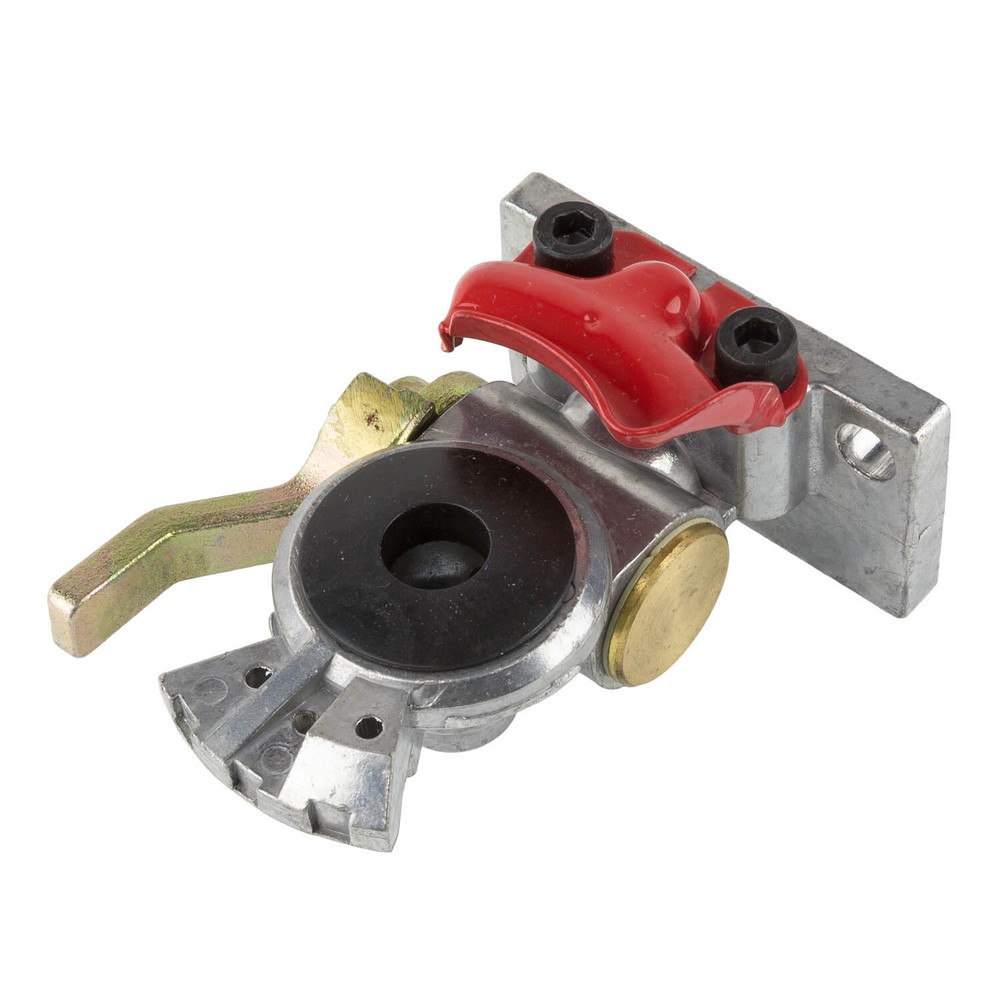 GLADHAND WITH SHUTOFF LEVER - EMERGENCY RED