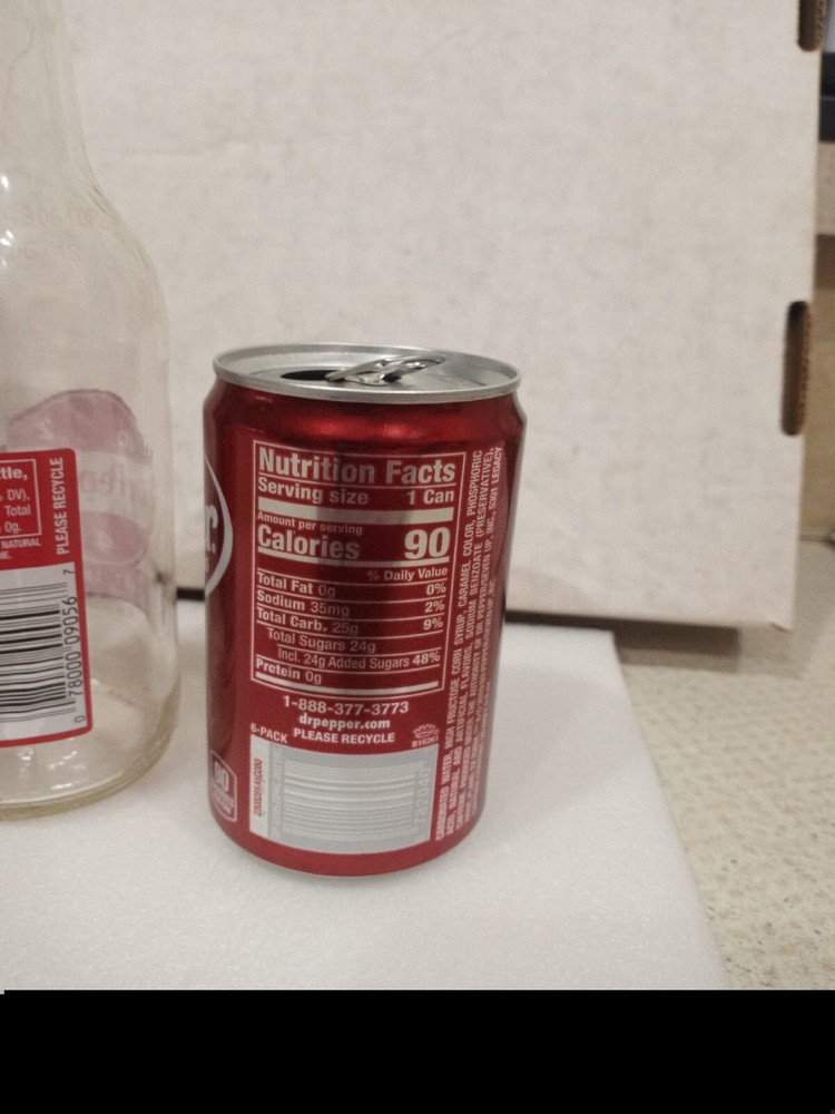 3x EMPTY Dr Pepper 16oz + 7.5oz Cans & 12oz Bottle