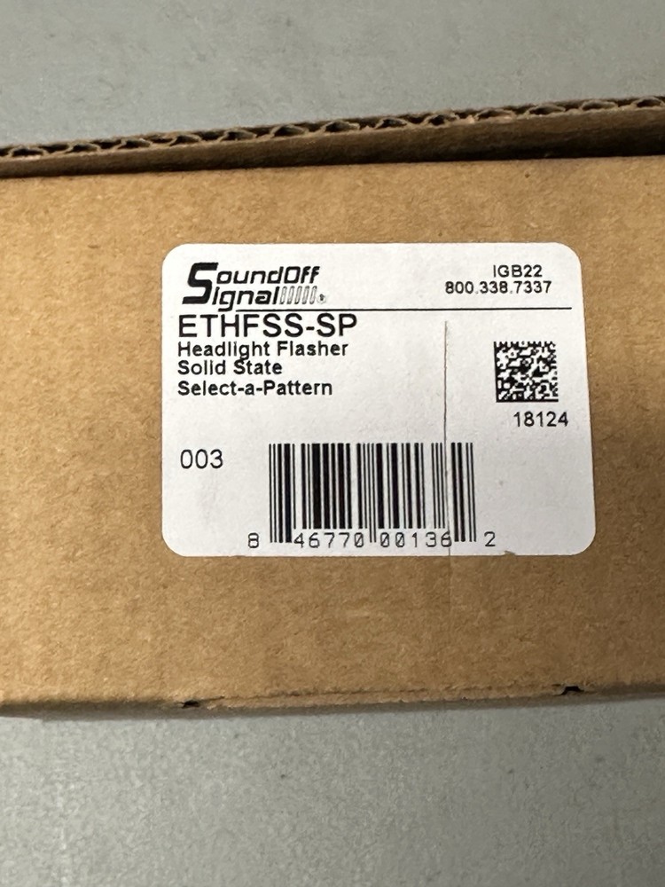 Soundoff Signal ETHFSS-SP Headlight Flasher Solid State Select-A-Pattern New