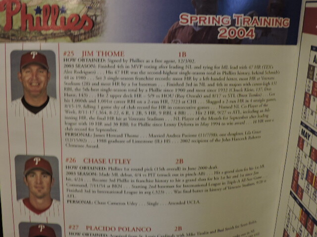 2004 PHILADELPHIA PHILLIES BASEBALL SPRING TRAINING INAUGURAL PROGRAM