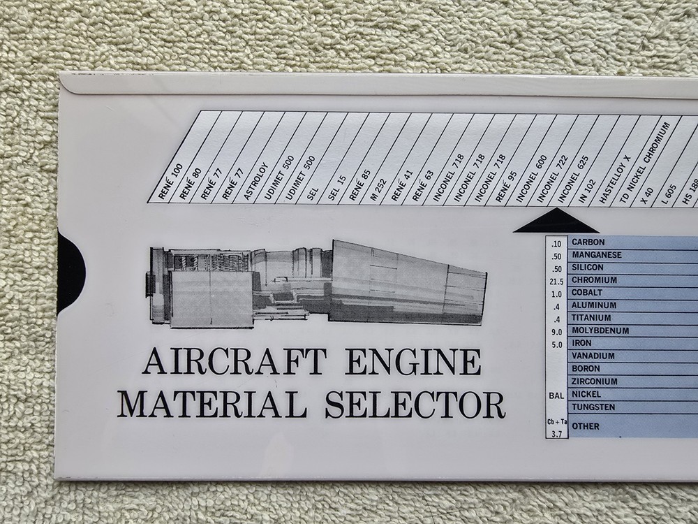 GE Aircraft Engine Material Selector Slide Rule 1969 Vintage
