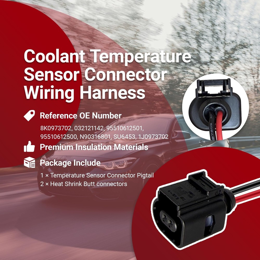 Coolant Temperature Sensor Connector Wiring Harness Compatible with Audi A3 A...