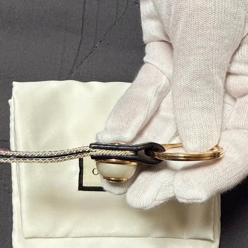 Gucci GG Web Keyring - Authentic (Navy/Red/Ivory)