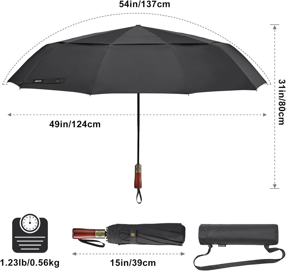 54 Inch Large Compact Windproof Golf Umbrella for Rain Oversized Auto Open Close