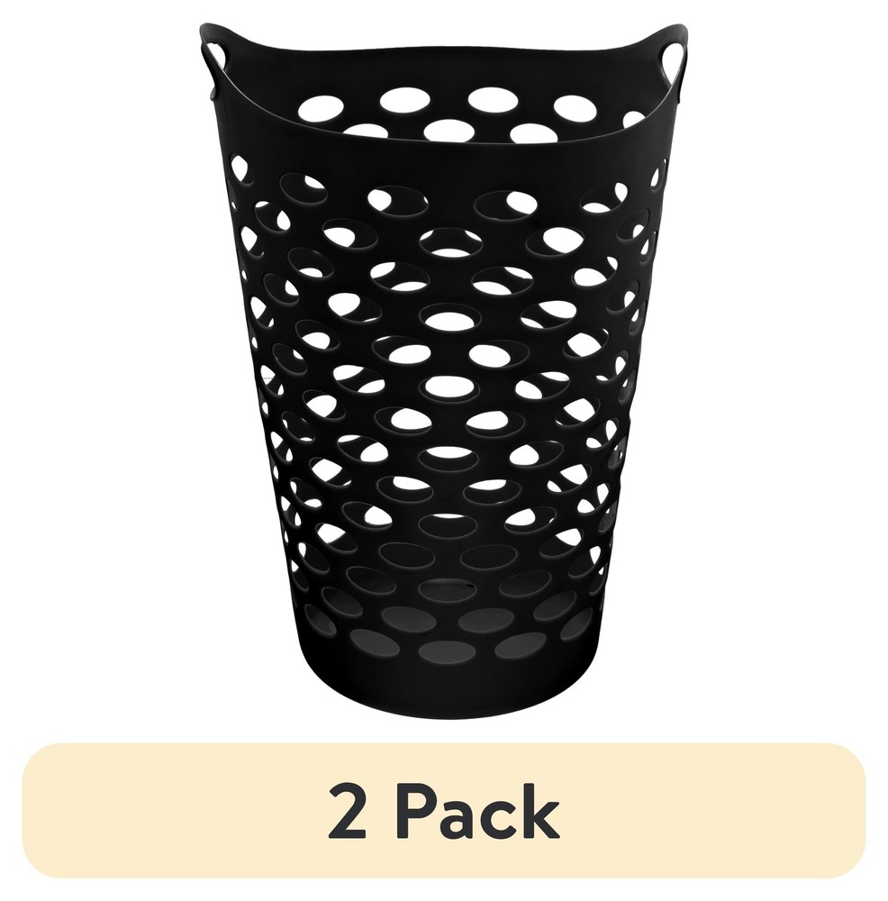 (2 pack) Mainstays Flex Carrying Handles Laundry Hamper, Black