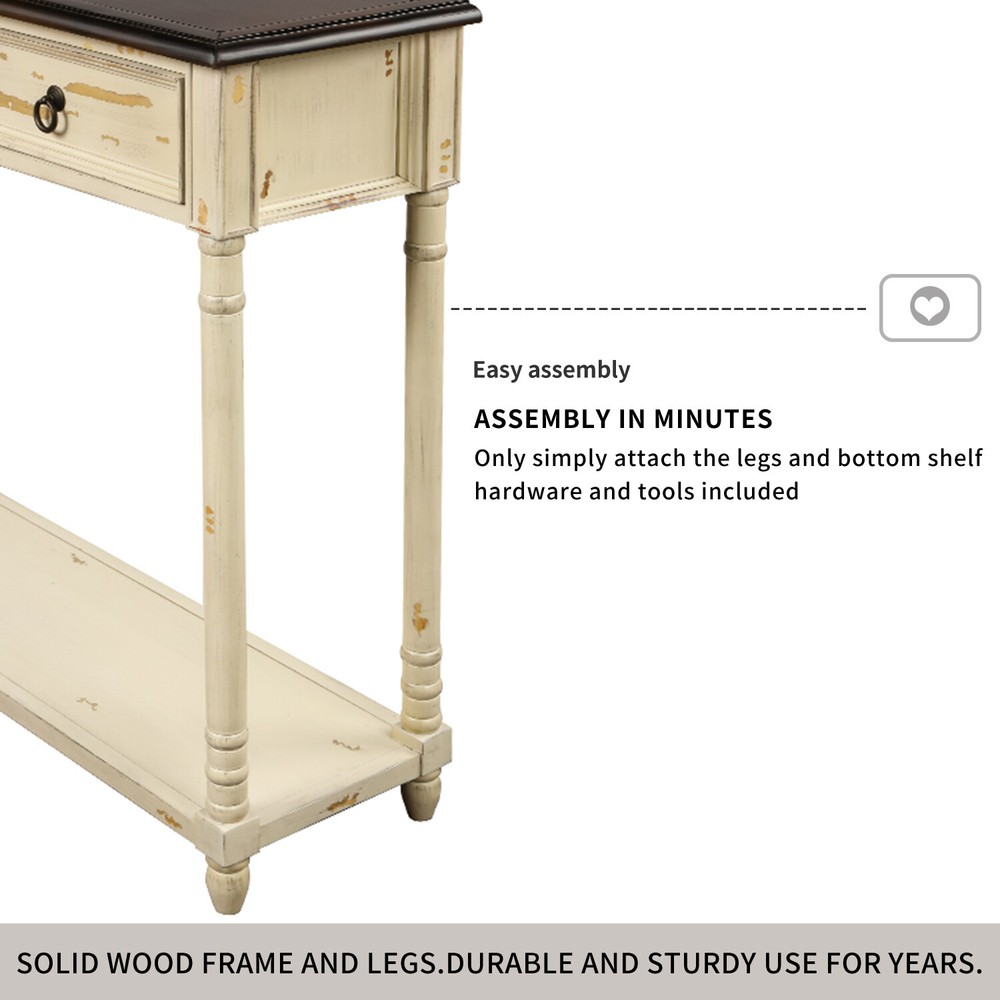 Vintage 52" Entryway Console Table Storage Kitchen Sideboard w/ 3 Drawer Shelf