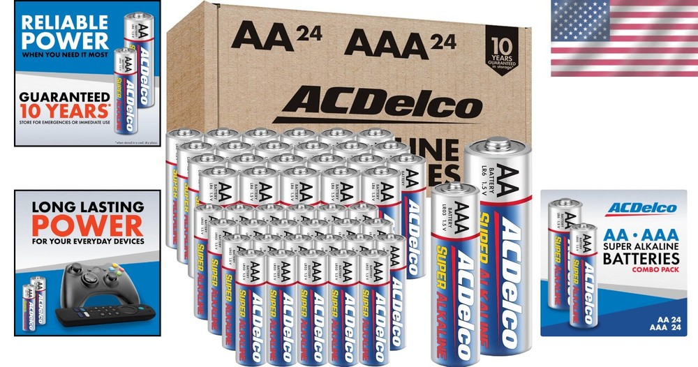 Acdelco AA and AAA 48-Count Combo Pack Super Alkaline Batteries, 24-Count Each,