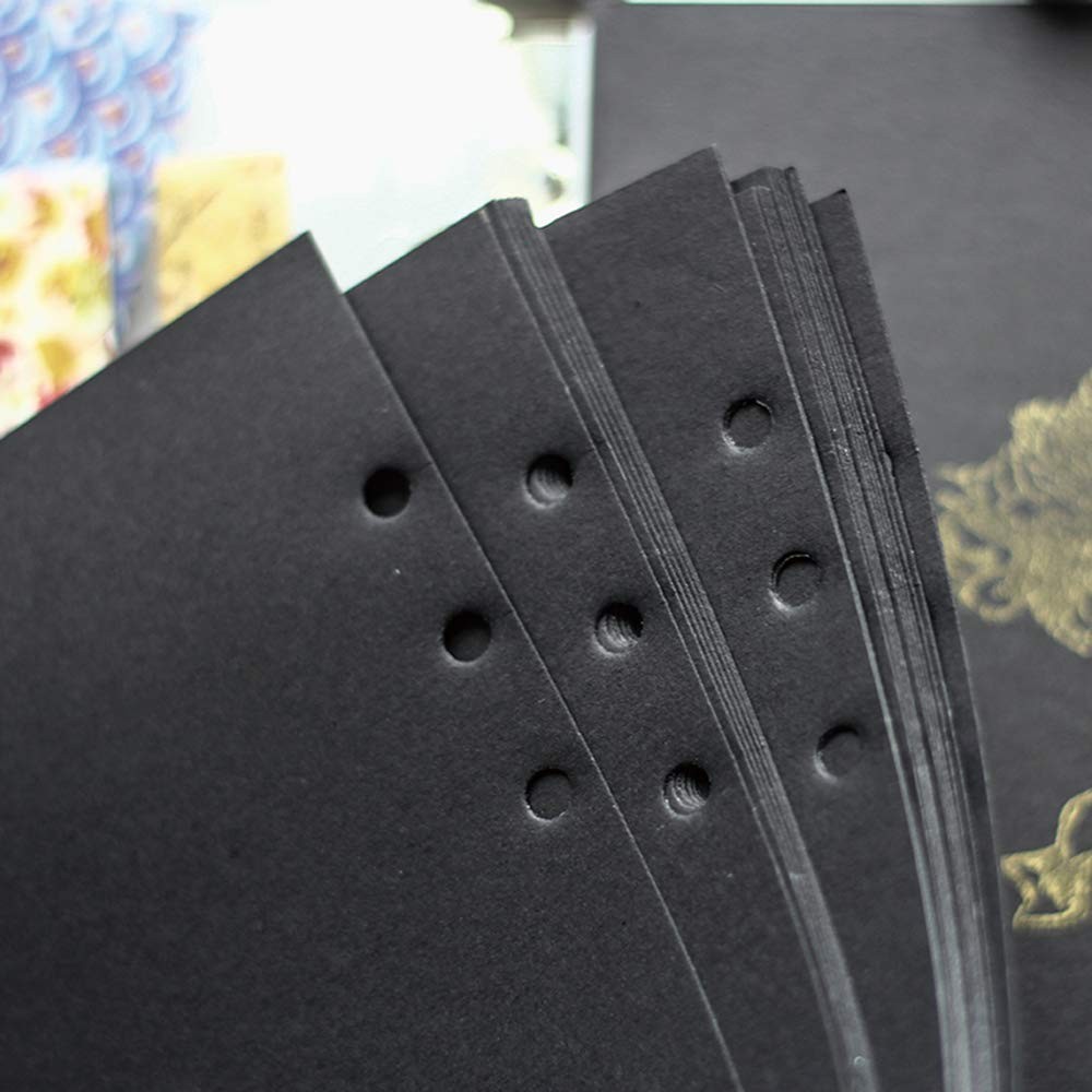 A6 Planner Refill, Refillable Notebook Paper, 6 Ring Binder A6, Black Blank