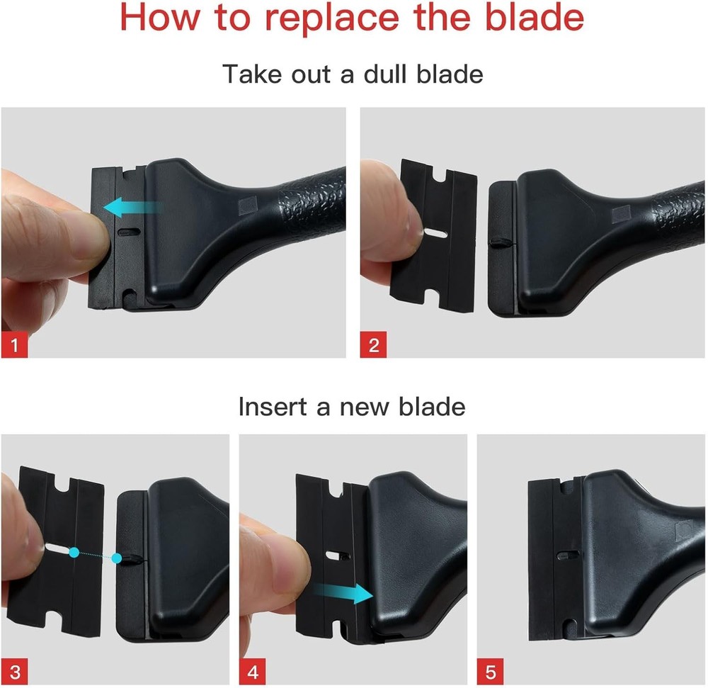 2 Pcs Long Handle Plastic Razor Blade Scraper with 100 PCS Spare R...