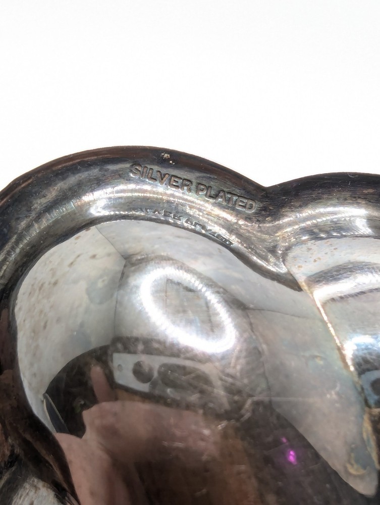 Vtg Silver Plate Swirl Pattern Candy Trinket Dish 5.75" Square