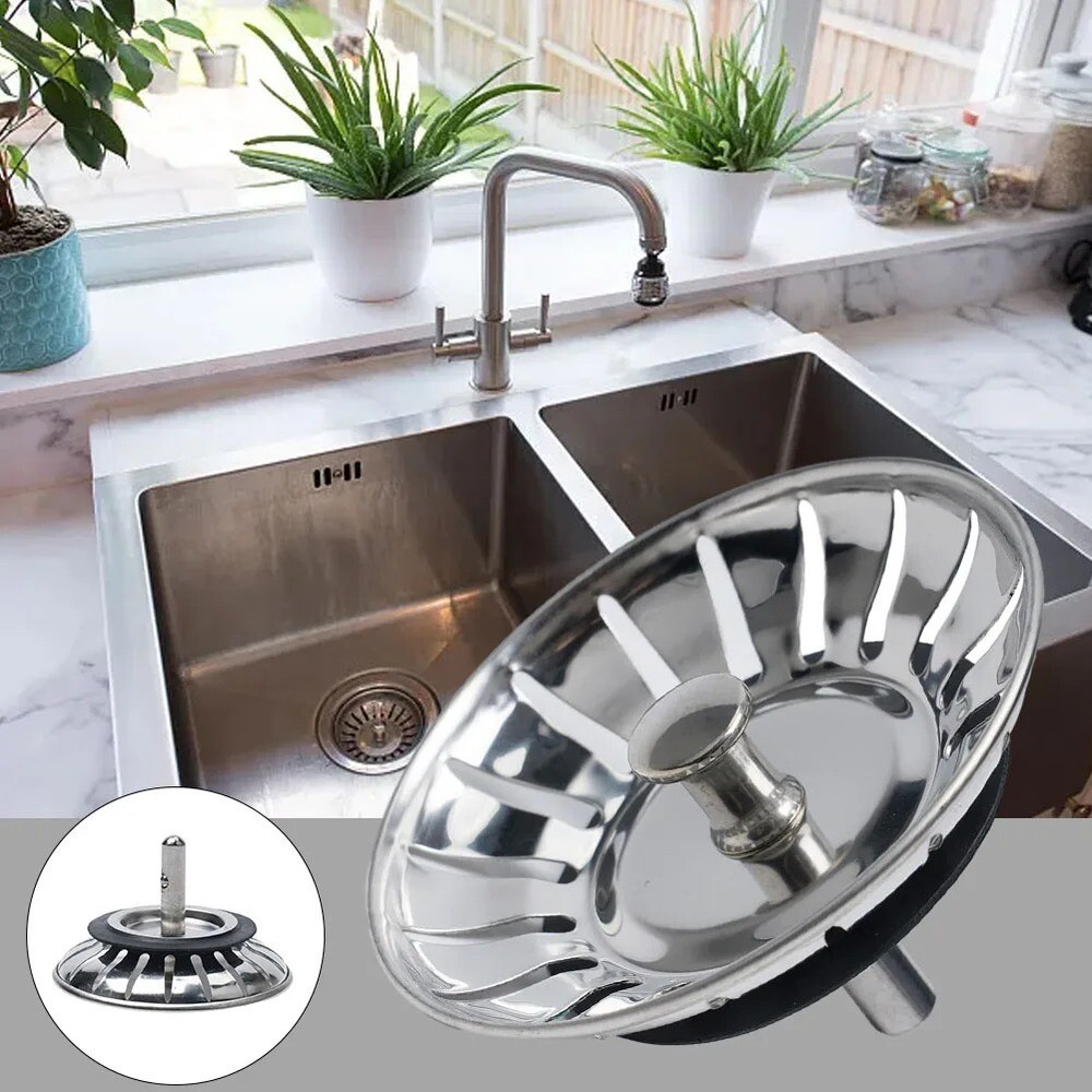 Premium Kitchen Sink Strainer Replacement Waste Plug Basin Drain Filter Steel