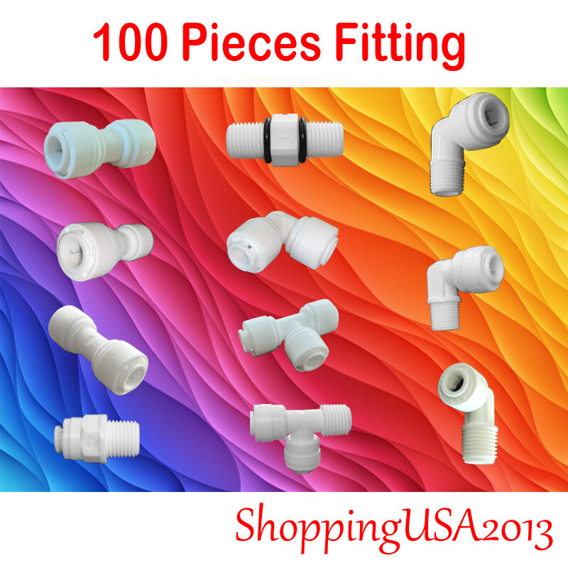 100 Pc Water Filter Connector Fitting Quick Connect Thread Push In 1/4" 3/8" BSP