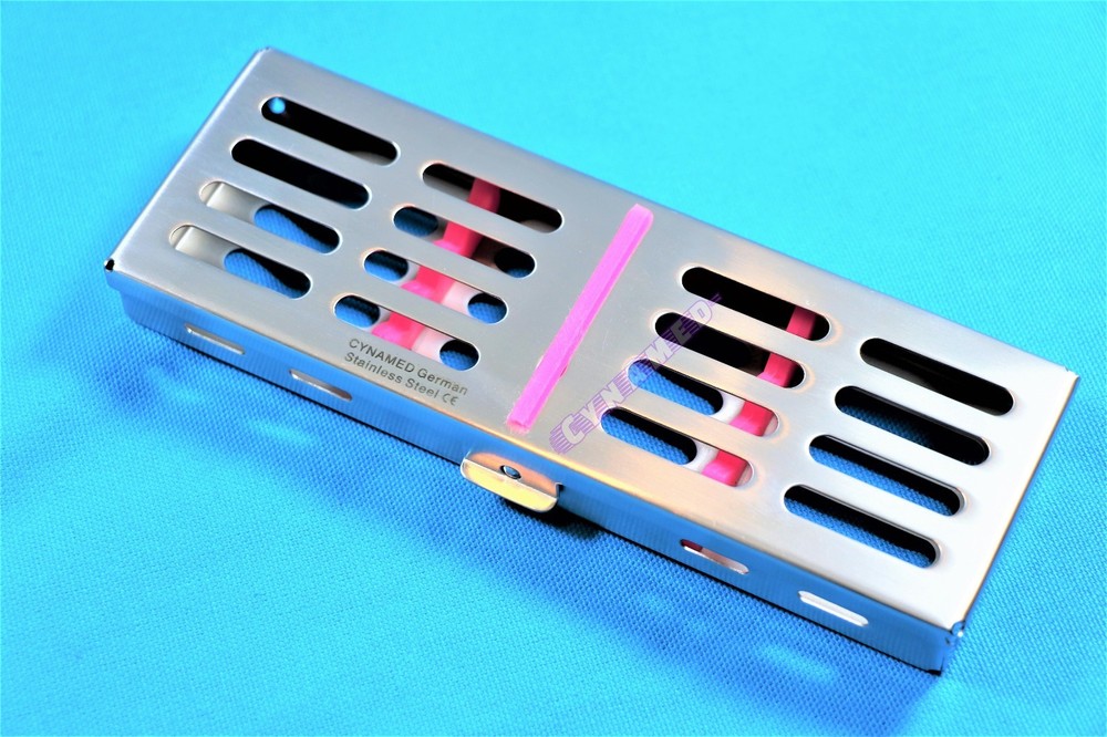 STERILIZATION CASSETTE WITH REMOVABLE SILICONE INSERTS 2PCS HOLDS 5 INSTRUMENTS