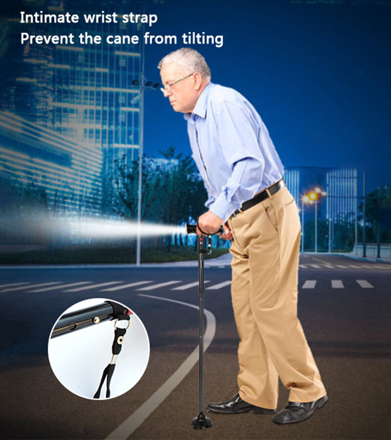 Adjustable LED Walking Stick with Alarm & Foldable Design for Enhanced Safety