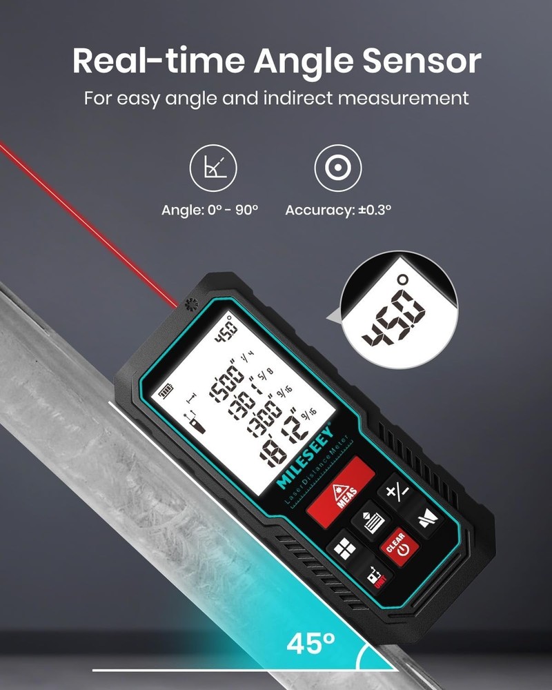 High-Precision Laser Measuring Tool - 229ft Range & Auto Measurement Features
