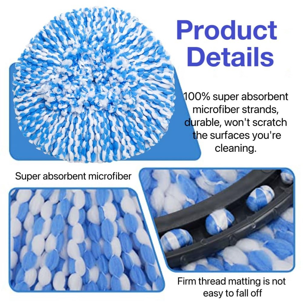 6+1 Pack Spin Mop Replacement Head Compatible With O Ceda Easywring 1tank System