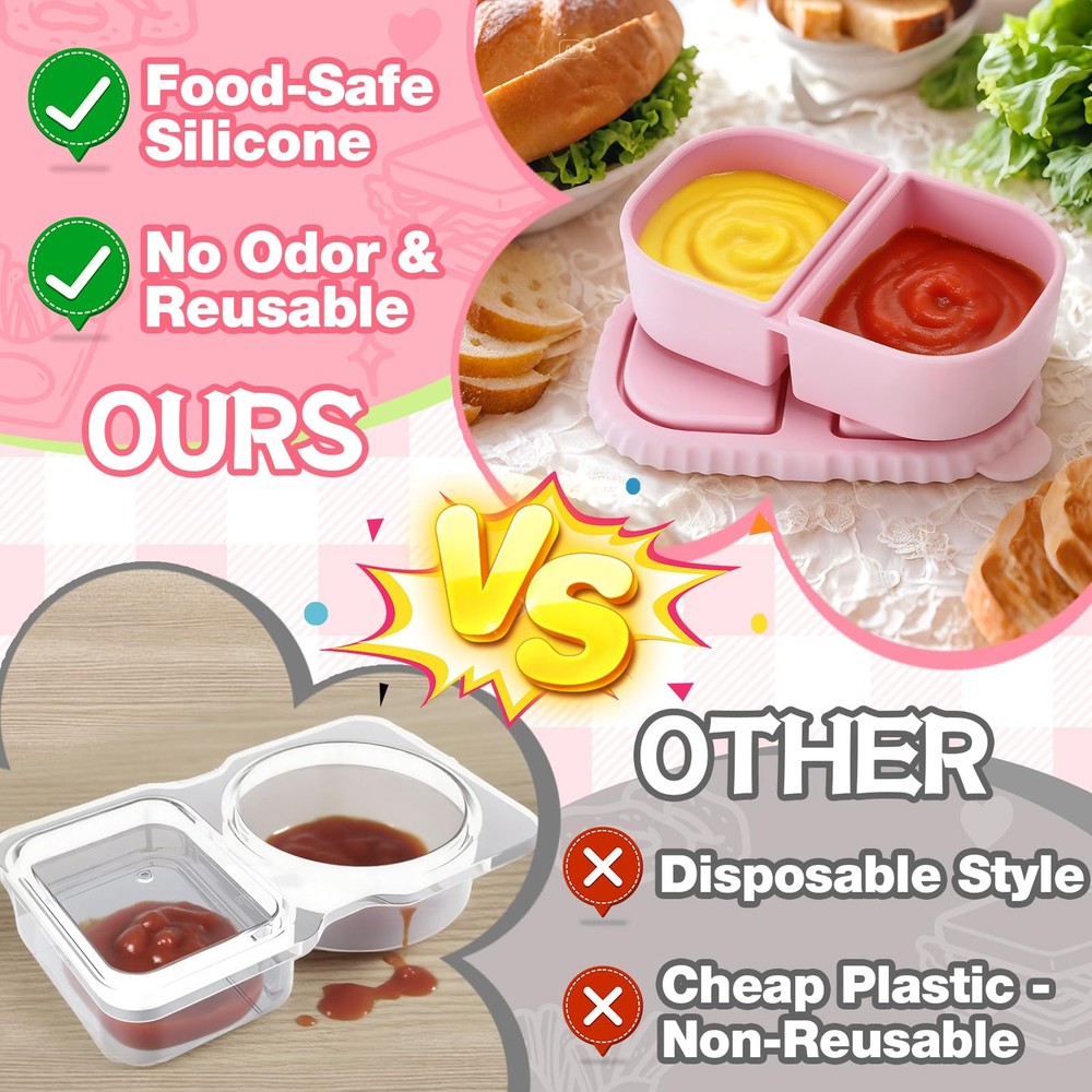 Alphatool Reusable Silicone Snack Containers - 8.5Oz 2 pink green