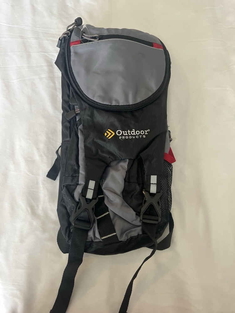 Outdoor Products Backpack Hydration Pack Hiking Daypack Black Gray Adjustable