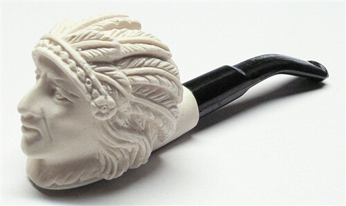 Imported Small Meerschaum Pipe - Native America CHIEF