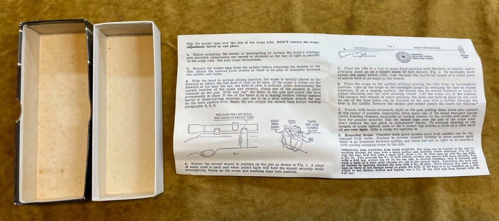 Original Weaver Split Ring Pivot Mount 1" Diam Box & Paperwork & Order Form 1963