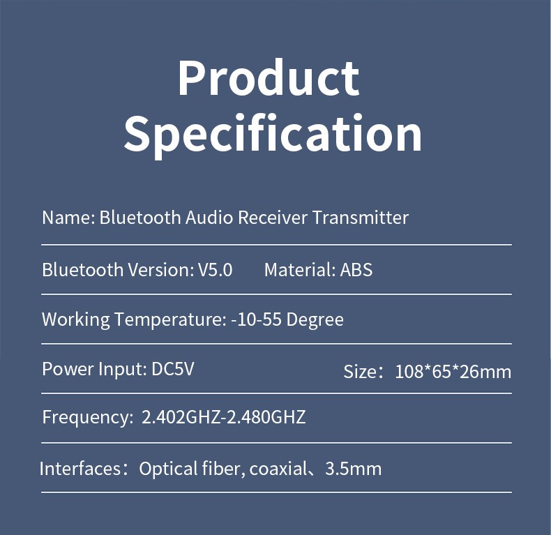 Bluetooth 5.1 Audio Transmitter&Receiver 2 in1 Adapter RCA/AUX