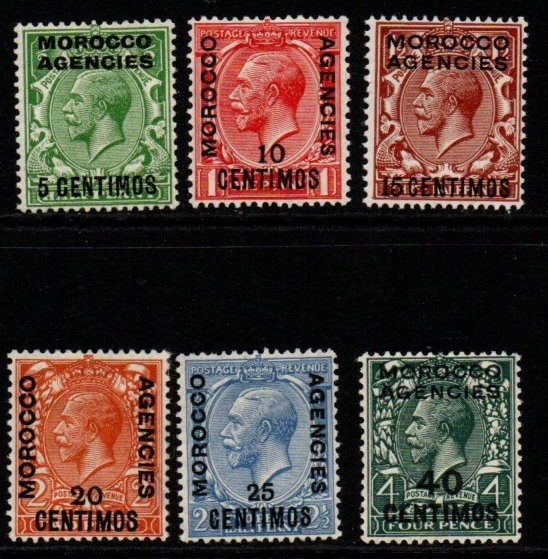 MOROCCO AGENCIES SG143/8 1925 DEFINITIVE SET MTD MINT