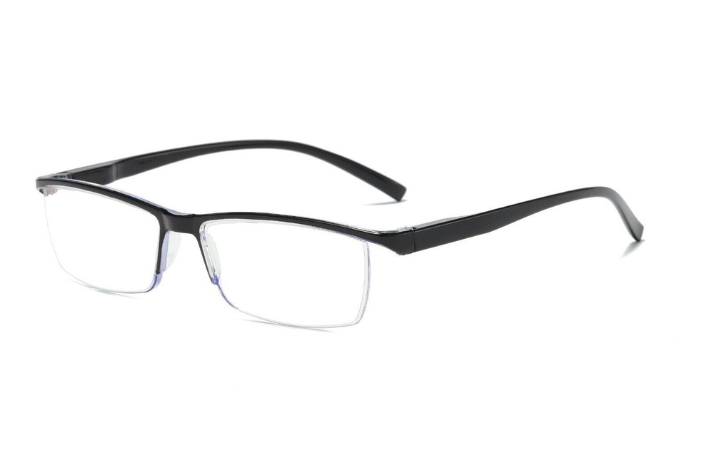 4 Pair Mens Rectangular Blue Light Blocking Reading Glasses Spring Hinge Readers