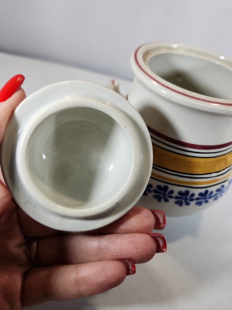Soft Paste Covered Sugar Bowl Hand Painted England