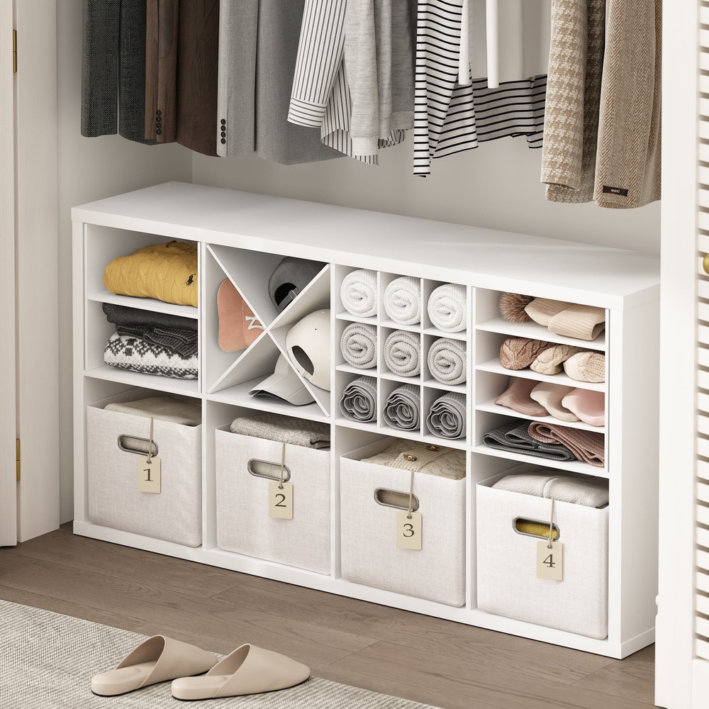 Furinno 9-Compartment Bottle Storage Cube Organizer Insert in Dark Oak
